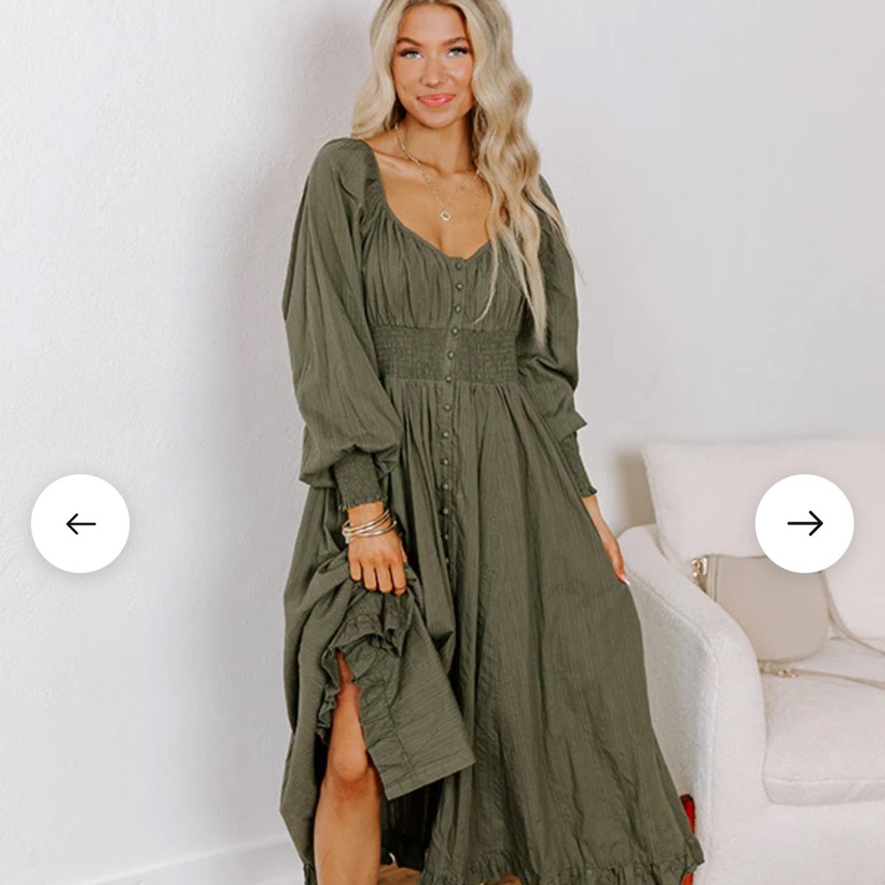SUNSET VIEWS BUTTON DOWN MIDI IN OLIVE M